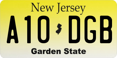 NJ license plate A10DGB
