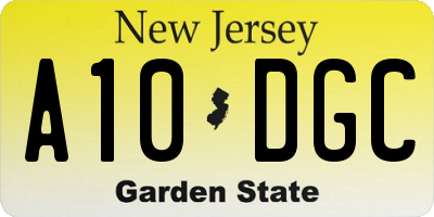 NJ license plate A10DGC