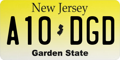 NJ license plate A10DGD