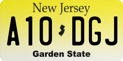 NJ license plate A10DGJ