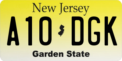 NJ license plate A10DGK