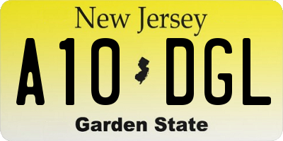 NJ license plate A10DGL