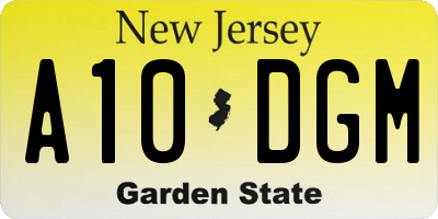 NJ license plate A10DGM