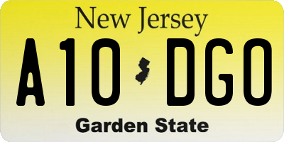 NJ license plate A10DGO