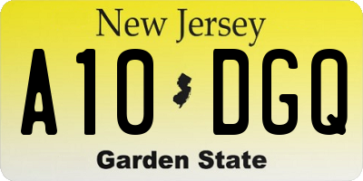 NJ license plate A10DGQ