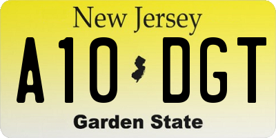 NJ license plate A10DGT