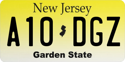 NJ license plate A10DGZ