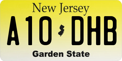 NJ license plate A10DHB