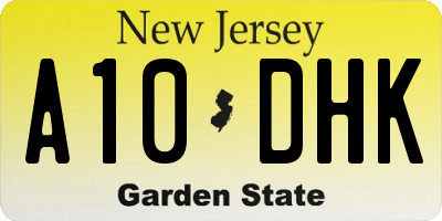 NJ license plate A10DHK