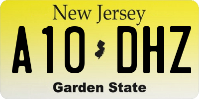 NJ license plate A10DHZ