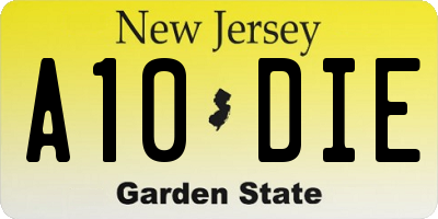 NJ license plate A10DIE