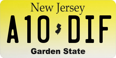 NJ license plate A10DIF