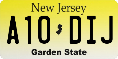NJ license plate A10DIJ
