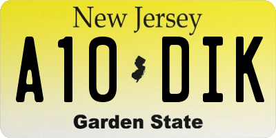 NJ license plate A10DIK