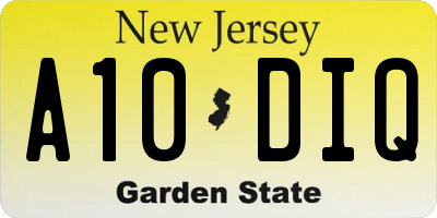 NJ license plate A10DIQ