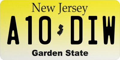 NJ license plate A10DIW