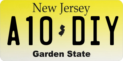 NJ license plate A10DIY