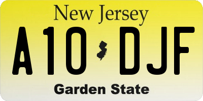 NJ license plate A10DJF