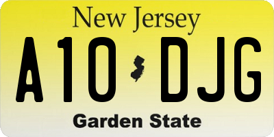 NJ license plate A10DJG