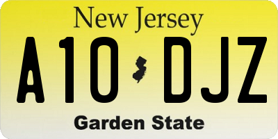 NJ license plate A10DJZ