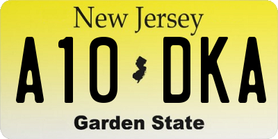 NJ license plate A10DKA