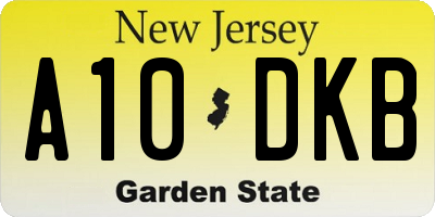 NJ license plate A10DKB