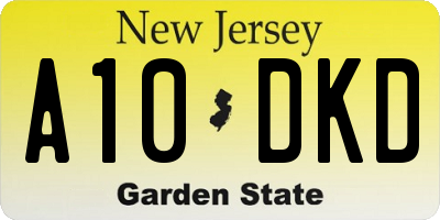 NJ license plate A10DKD