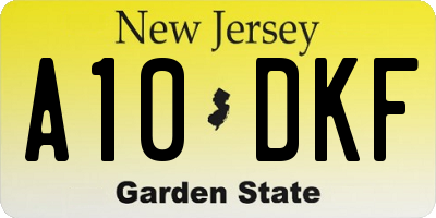 NJ license plate A10DKF