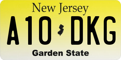 NJ license plate A10DKG