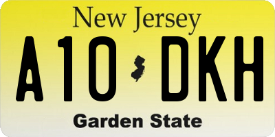 NJ license plate A10DKH