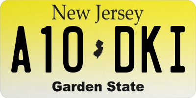 NJ license plate A10DKI