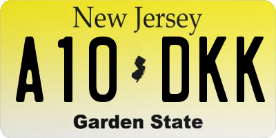 NJ license plate A10DKK