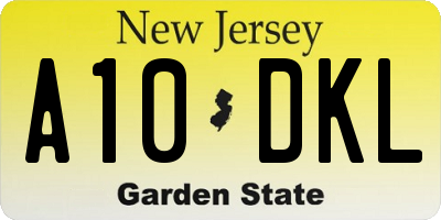 NJ license plate A10DKL