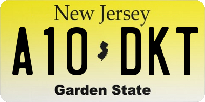 NJ license plate A10DKT