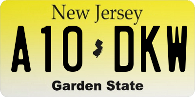 NJ license plate A10DKW