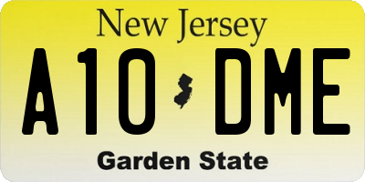 NJ license plate A10DME