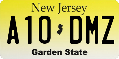 NJ license plate A10DMZ