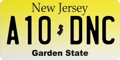 NJ license plate A10DNC