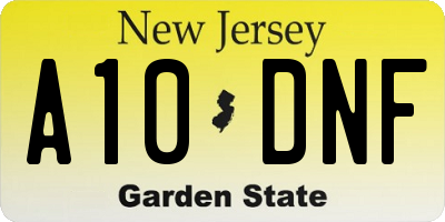 NJ license plate A10DNF