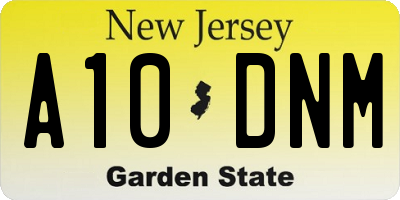 NJ license plate A10DNM