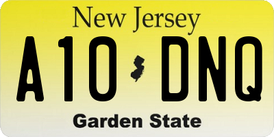 NJ license plate A10DNQ