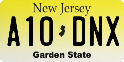 NJ license plate A10DNX