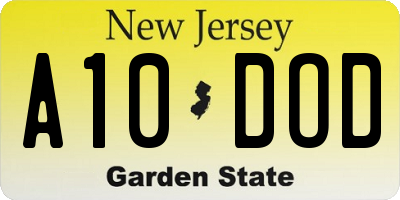 NJ license plate A10DOD