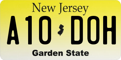 NJ license plate A10DOH