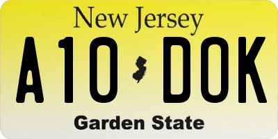 NJ license plate A10DOK