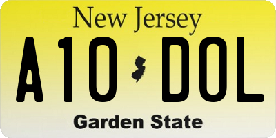 NJ license plate A10DOL