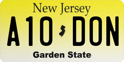 NJ license plate A10DON