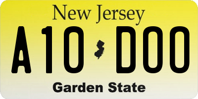 NJ license plate A10DOO