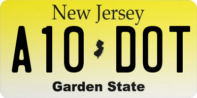 NJ license plate A10DOT