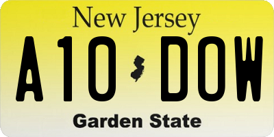 NJ license plate A10DOW